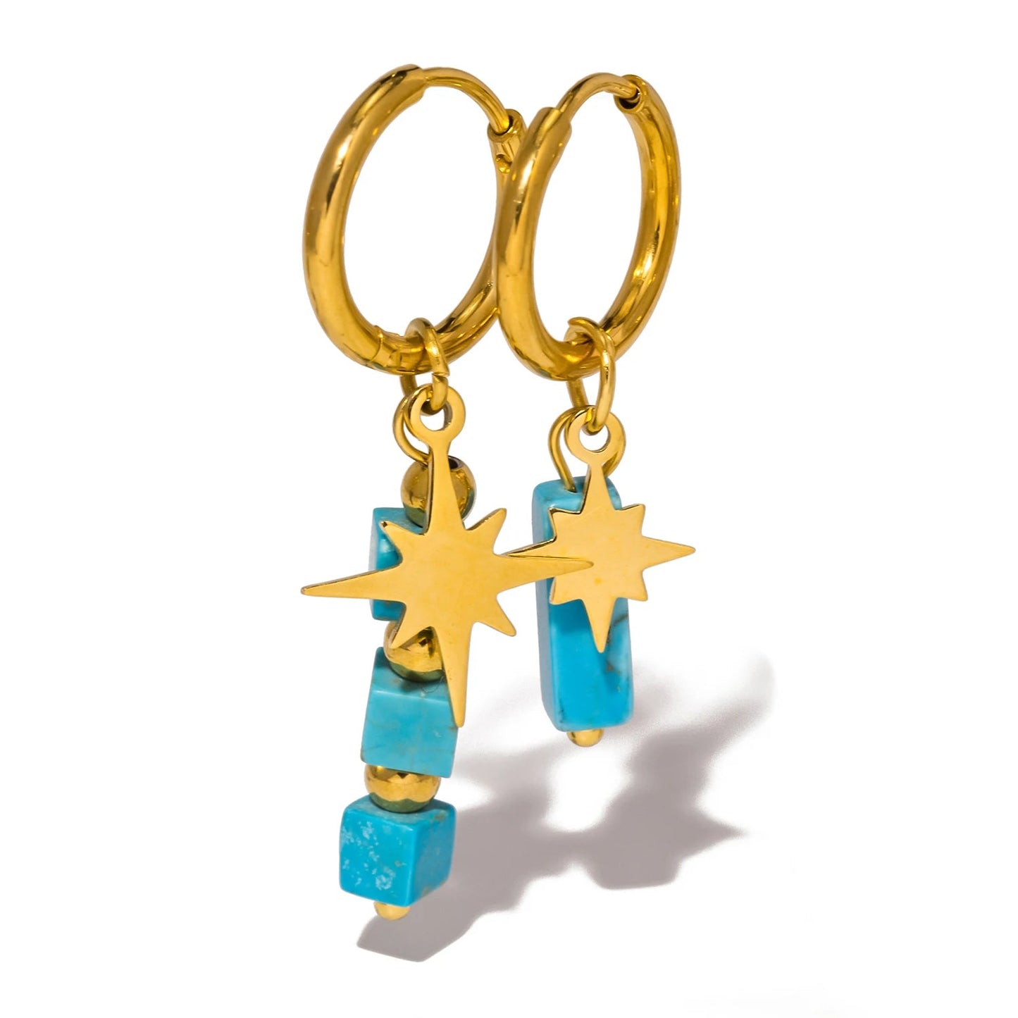 Wishing Star - Gemstone Gold Earrings