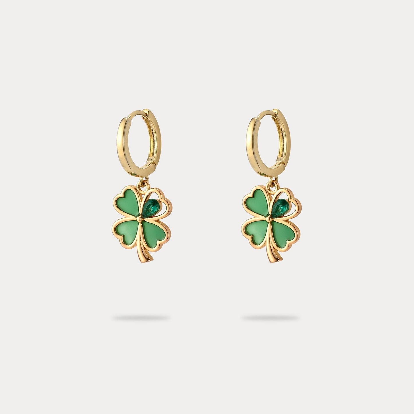 Four Leaf Clover Hoop Earrings