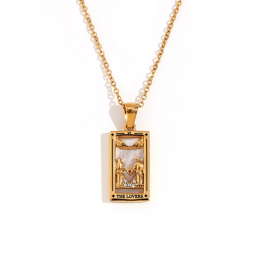 The Lovers - Gold Tarot card Dainty Necklace