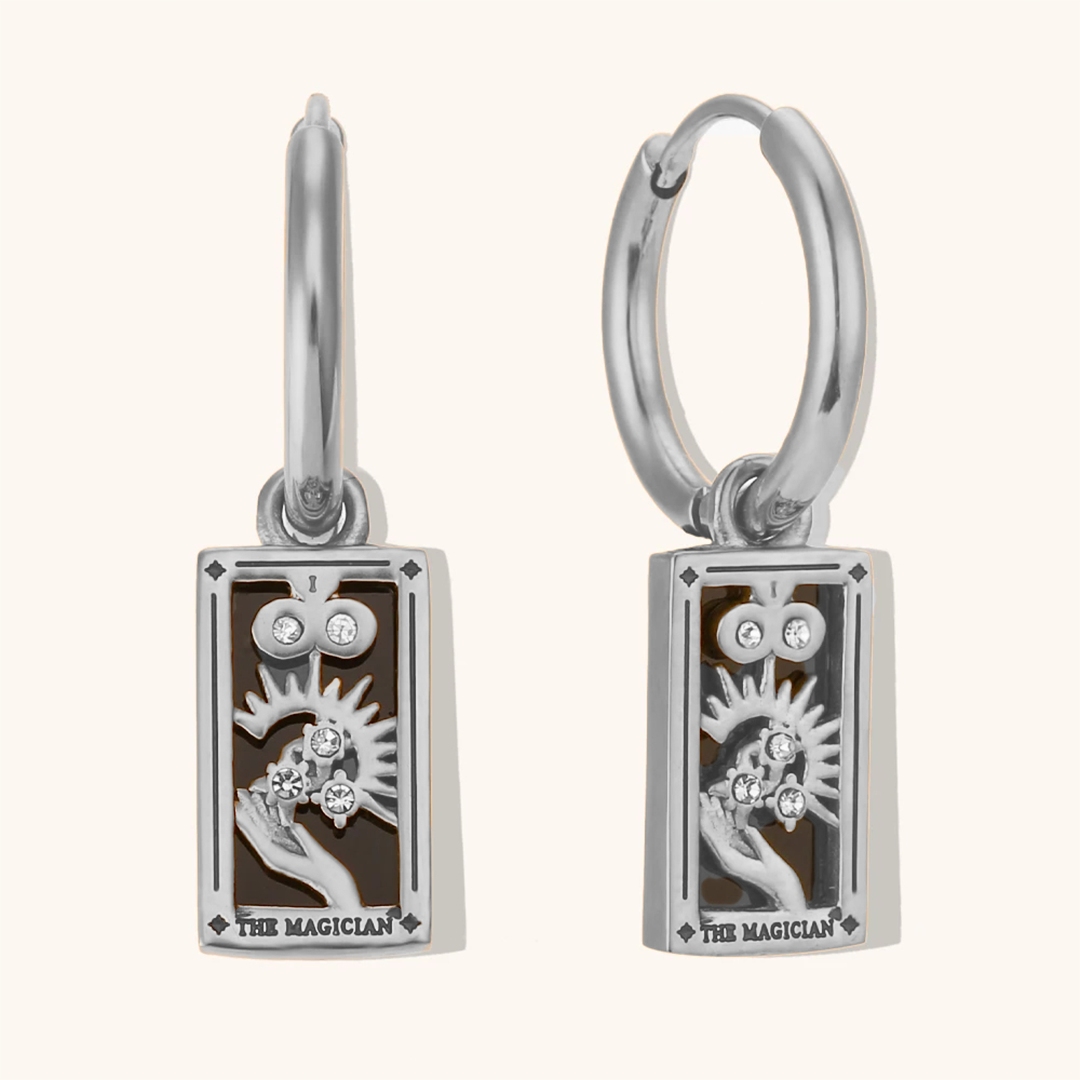 The Magician - Tarot Card Gold | Silver Hoop Earrings