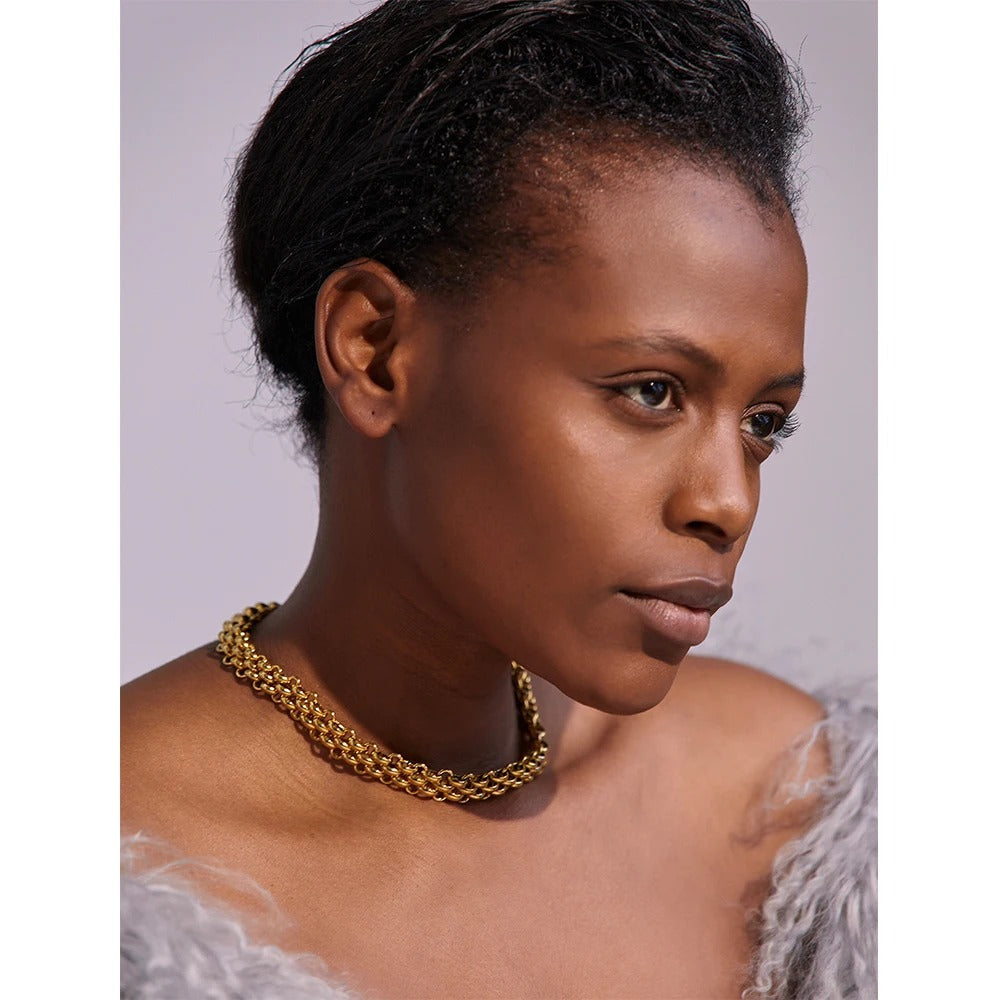 Luminous Link -18k / Silver Chain Statement Necklace