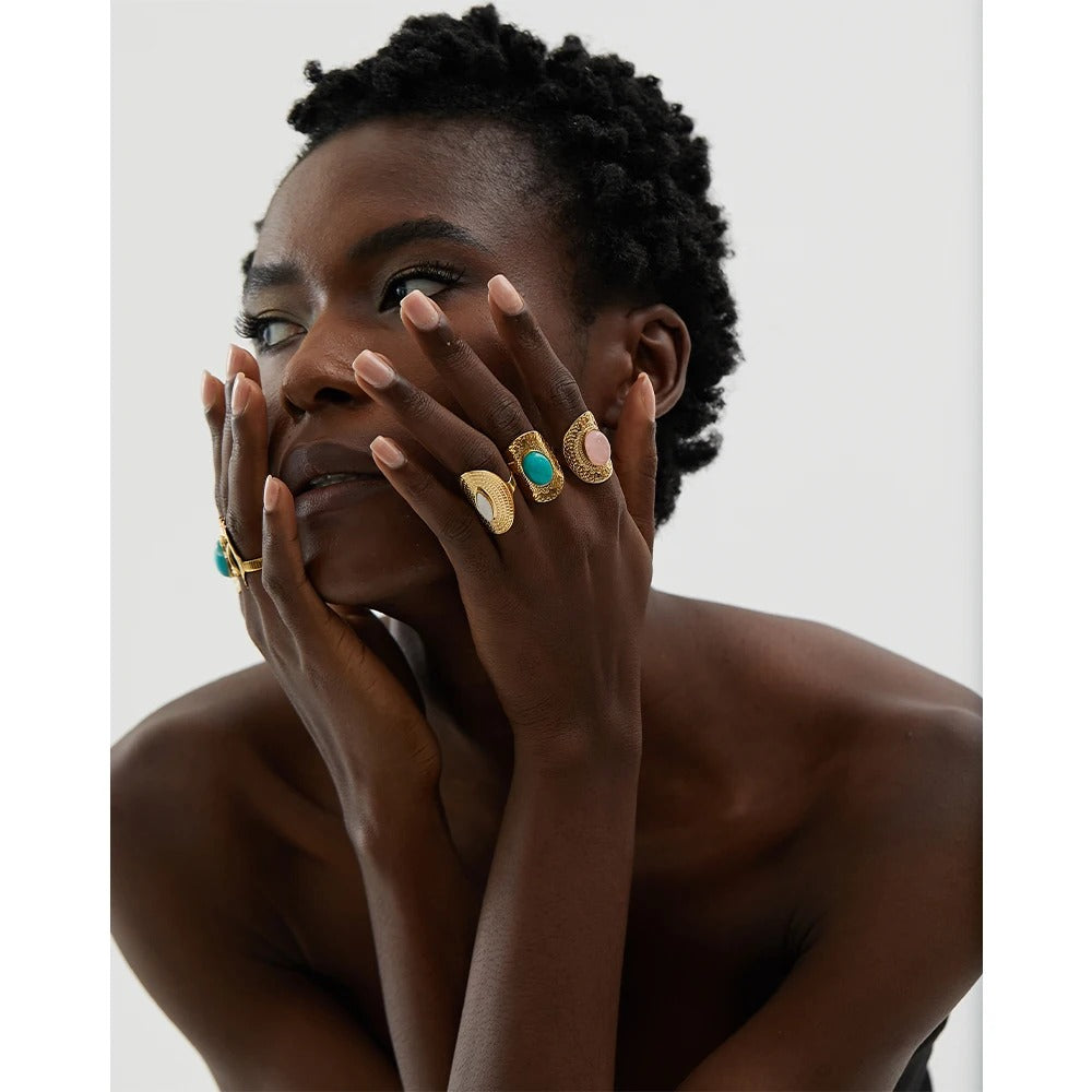 Fresh Start - Gold Ring With Mother of Pearl Inlay