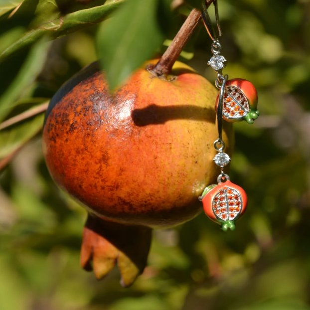 Silver Pomegranate Earrings