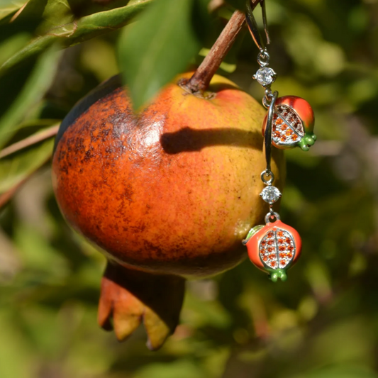 Silver Pomegranate Earrings
