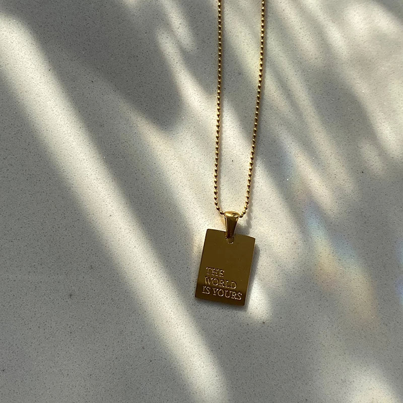 Affirmations - Engraved Gold Motivational Tag Necklace