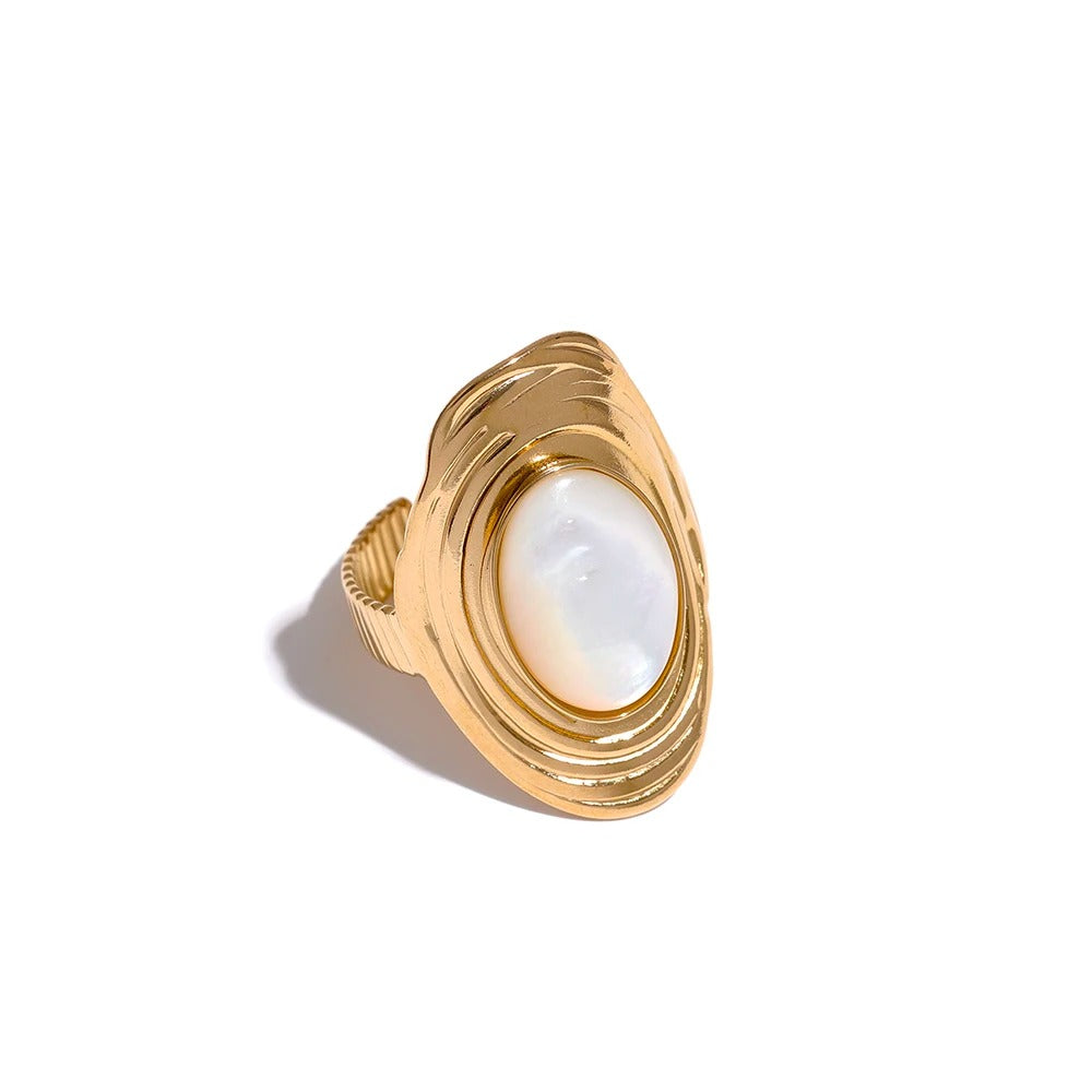 Fresh Start - Gold Ring With Mother of Pearl Inlay