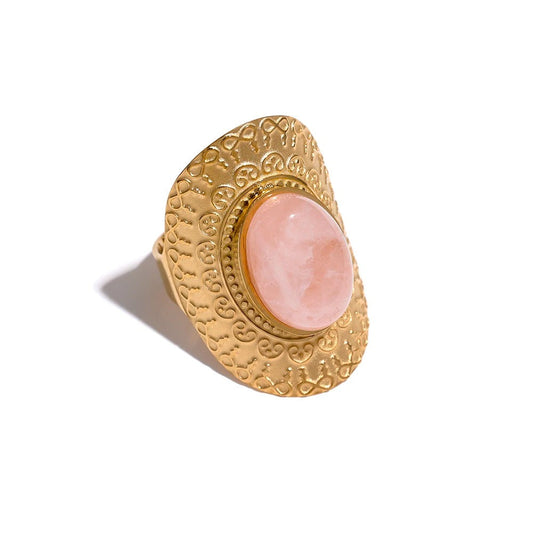 Observation - Gold ring with Rose Quartz