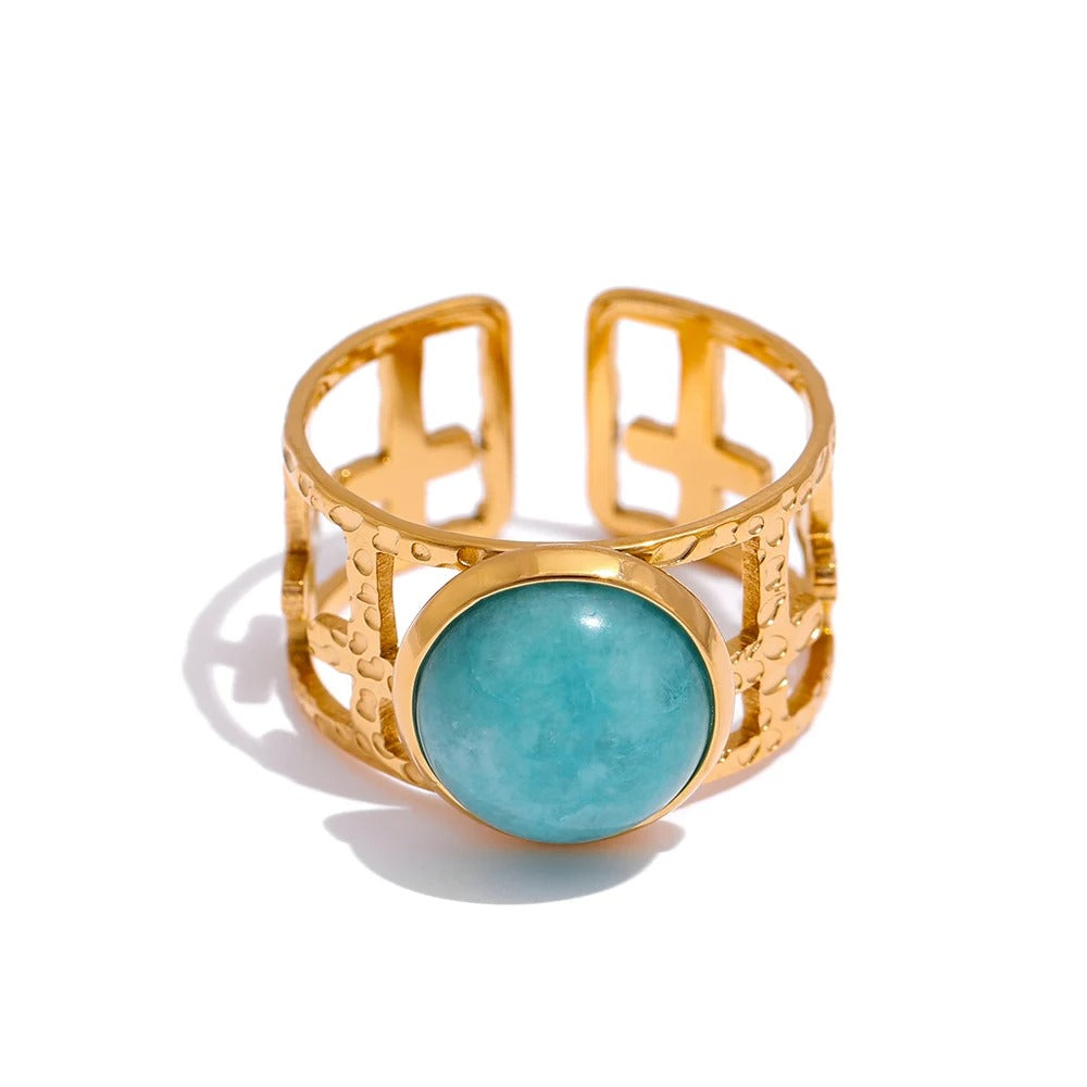 Energy - Gold Open Ring with  Amazonite