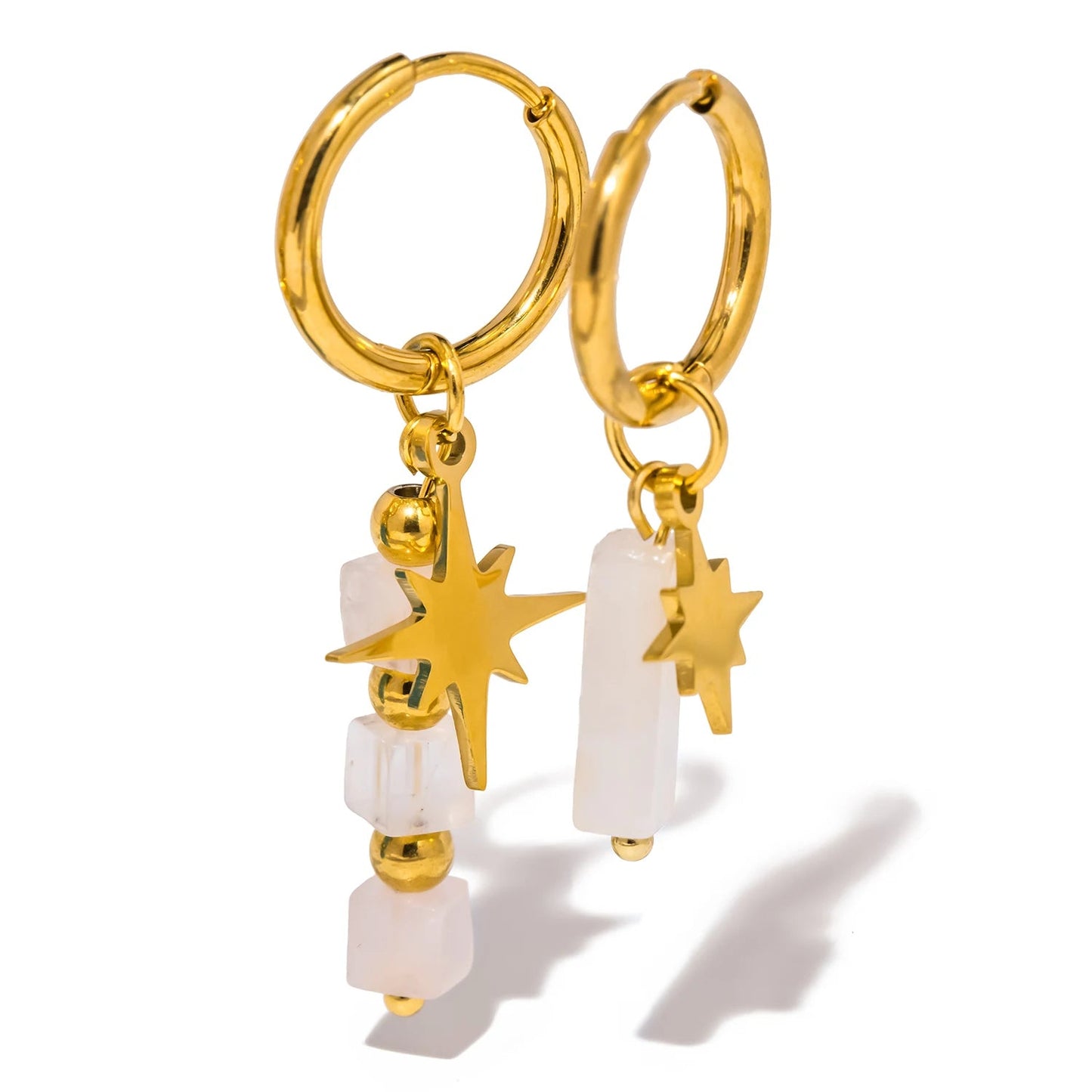 Wishing Star - Gemstone Gold Earrings