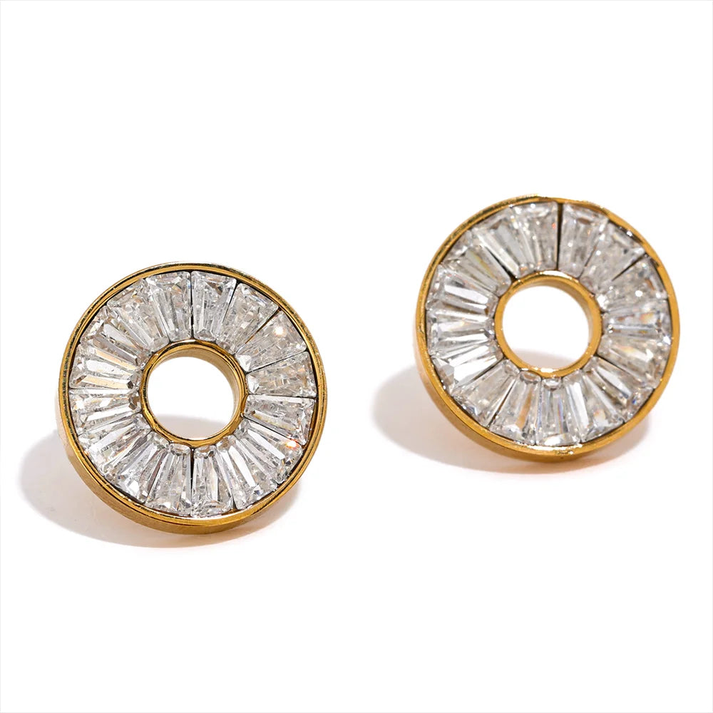 Vibrant - Rainbow Round Gold Stud Earrings