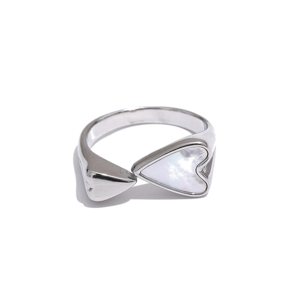 Seraphine - Heart Adjustable Ring with Mother of Pearl