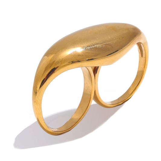 Duality – Double Band Statement Ring in Gold & Silver