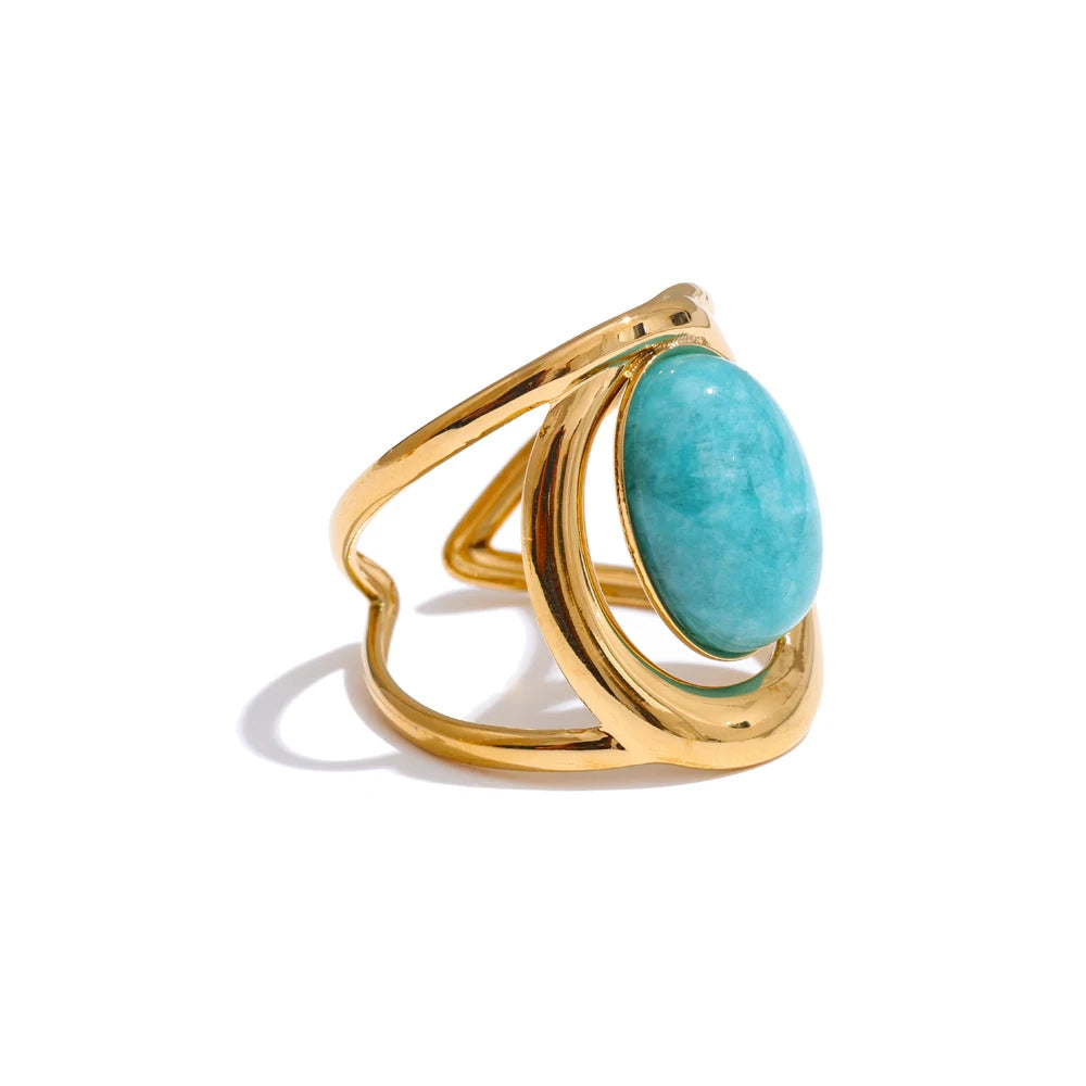 Horizon - Amazonite / Mother of Pearl Gold Ring