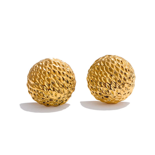 Mirelle -  Textured Stud Earrings Gold Silver